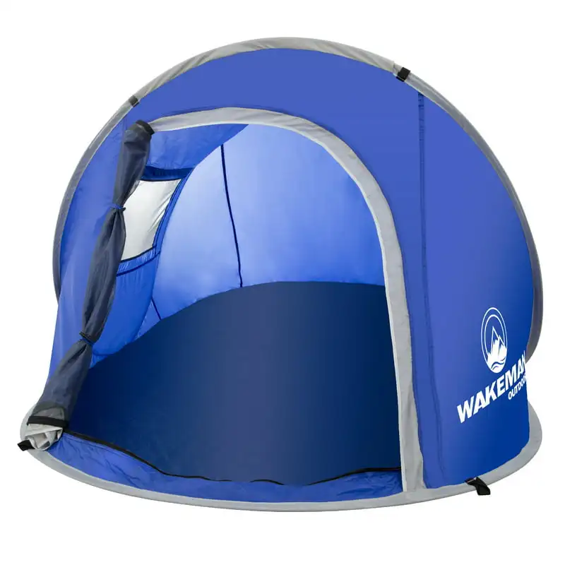 Всплывающая палатка за 2 души - Водоустойчив палатка от полиестер за къмпинг и планинарство с дождевиком, колове за палатки и чанта за носене - Blu