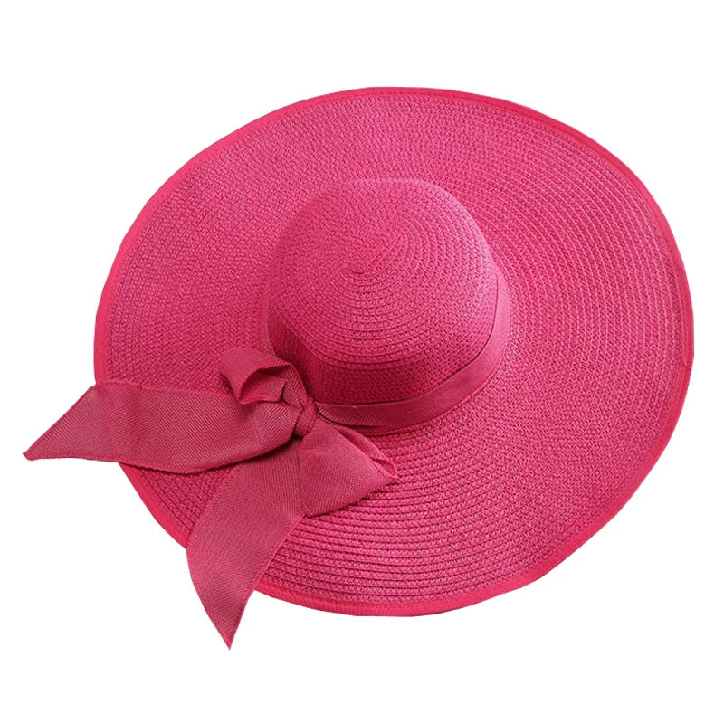 Дамска сламена шапка от слънцето, лятна шапка UPF 50 с широка периферия, сгъваеми плажни шапки с възможност за сгъване на облегалката, дамски шапки, за да пътуват с голям лък