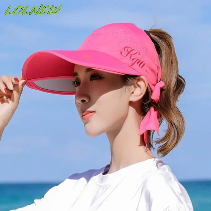 Дамски летни слънчеви шапки разтегателен козирка, шапки женски scalable краищата на Горната празна бейзболна шапка с UV защита за открит плаж НД шапки 