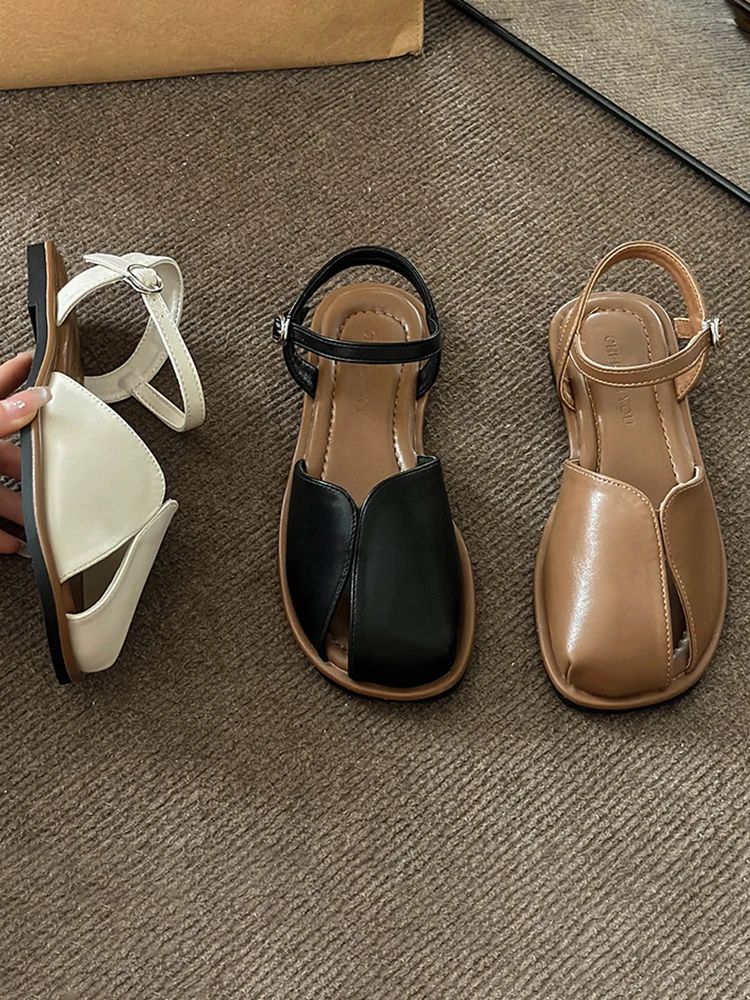 Дамски обувки в стил ретро, Прозрачни Сандали на бежевом ток, меки летни сандали на ток 2023, Оригинален Комфорт, Черни модерен затворен новости за момичета