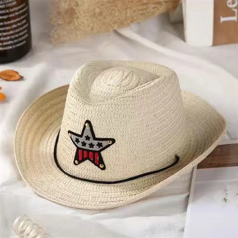 Детска шапка за момичета и момчета, каубойски летни дишаща шапка, Сламена шапка от слънцето, детски шапки, подарък, разпродажба