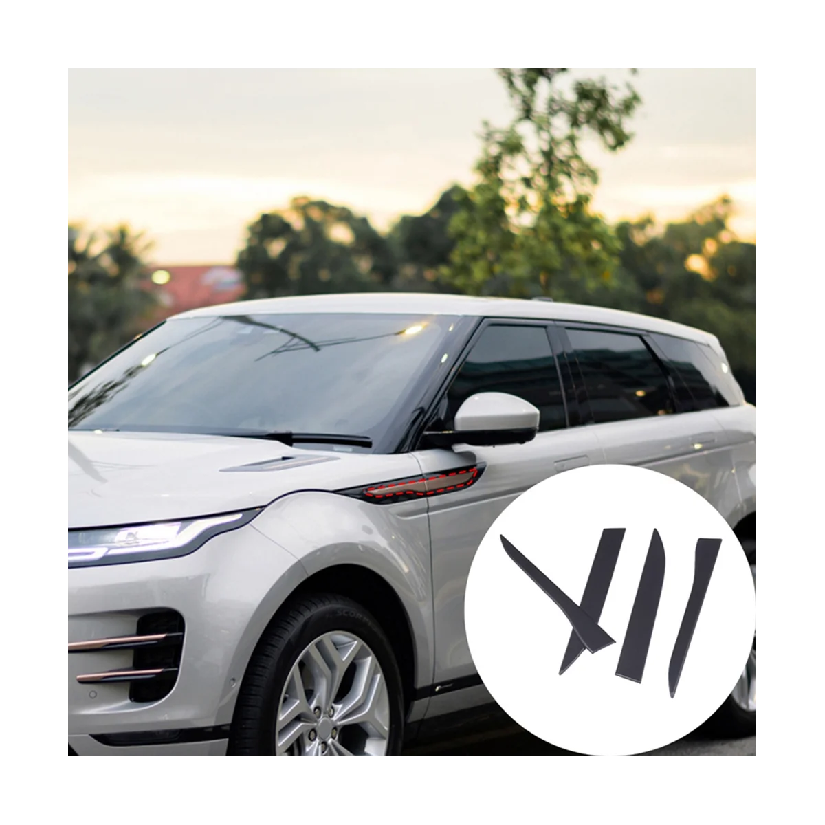 За Land Rover Evoque 2020 Странично крило, отдушник, Декоративна стикер, Външни аксесоари - Матово черен