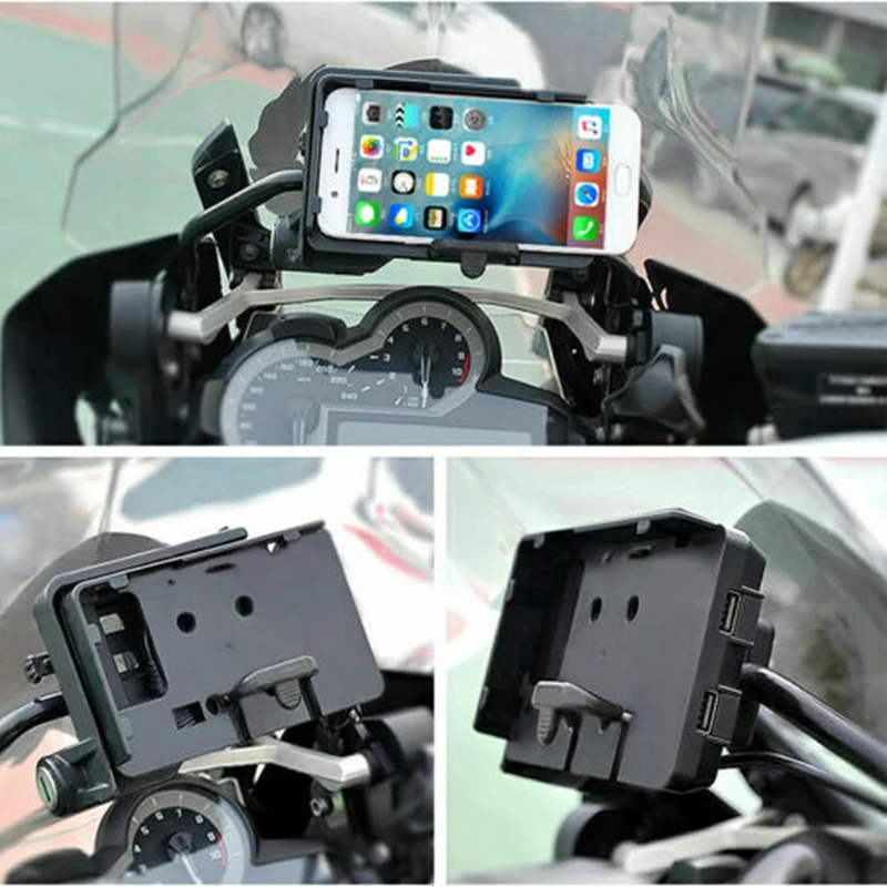 Закопчалка за зарядно устройство за мобилен телефон с USB GPS Навигация Черен държач за зареждане на мобилен телефон BMW R1200GS LC 2013 2014 2015 2016 2017