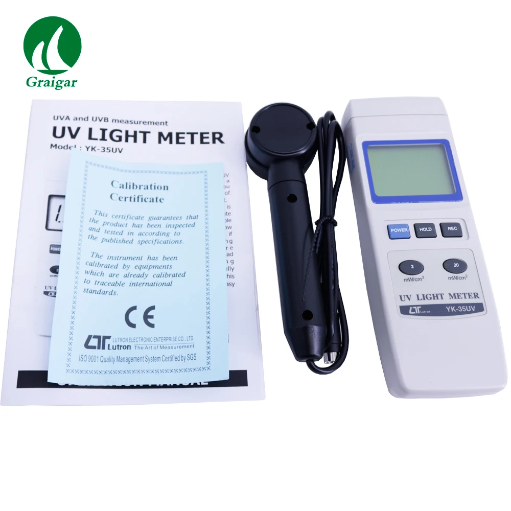 Измерител на ултравиолетова радиация LUTRON YK-35UV, тестер, интензивност на ултравиолетовите лъчи със спектър от 290 нм-390 нм