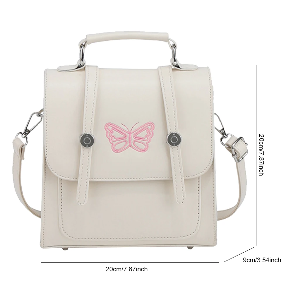 Квадратен раница с нишов дизайн 2023, модерен женски раница с английски принтом пеперуди, эстетичная чанта Mochila от изкуствена кожа за момичета