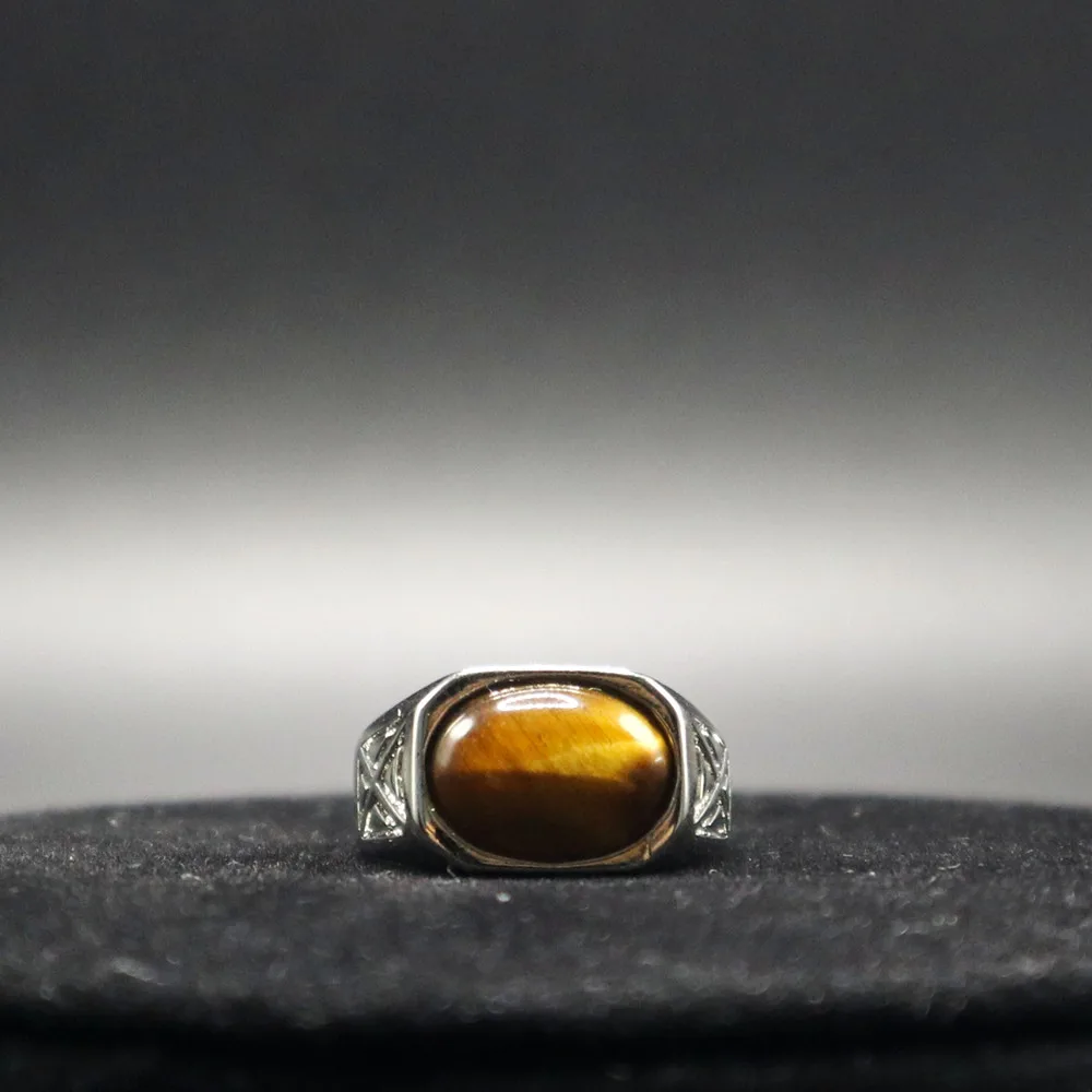 Квадратно пръстен с инкрустиран камък Тигрови очи САМ Персонализирани Дизайнерски Регулируем Размер на Рядък естествен камък Модерен дизайн на Бижута за подарък