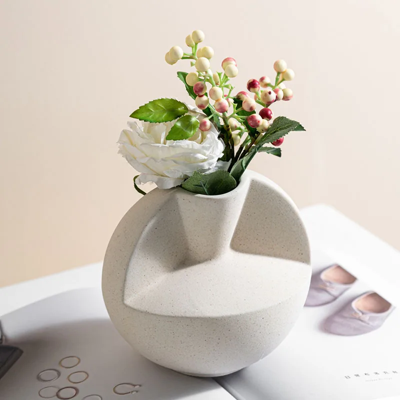 Керамична ваза Vilead в скандинавски стил, Геометрична Пампасная трева, сухи цветя, Аксесоари за украса на дома, Хол, спалня, Интериор на Офис