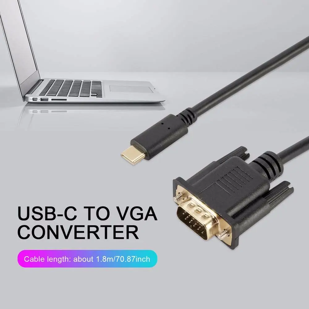 Конвертор Type C Адаптер за USB Хъбове USB 3.1-VGA Кабел Type C-VGA Кабел, USB C-VGA Конвертор USB C-VGA Адаптер