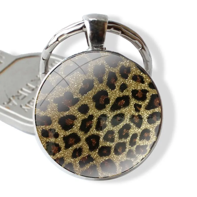 Креативен дизайн, модерен тигър, цветни леопардовый принт стъкло ключодържател с кабошоном, ключодържатели ключодържател ръчна изработка