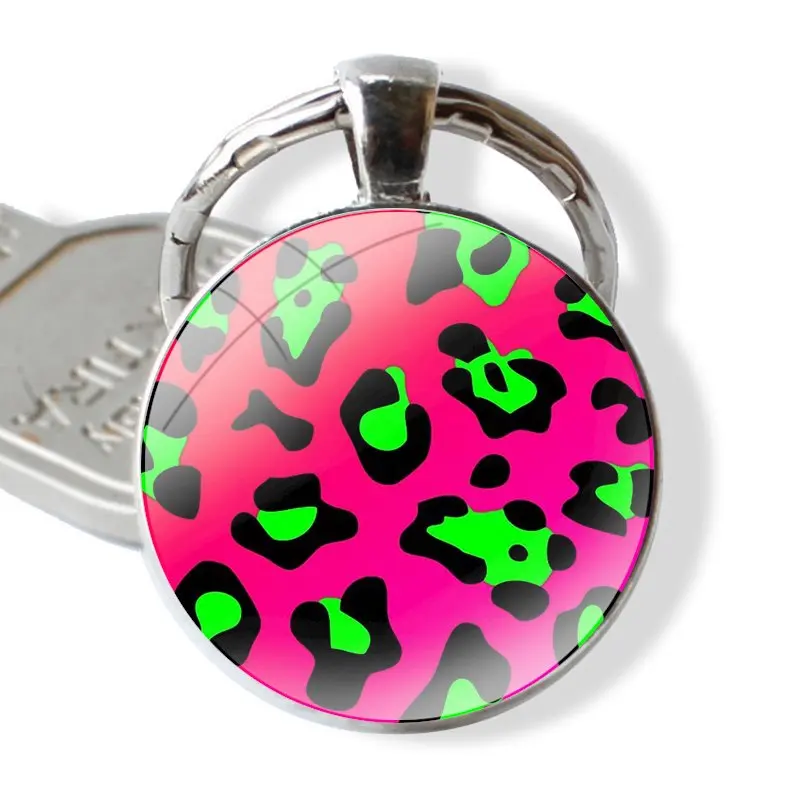 Креативен дизайн, модерен тигър, цветни леопардовый принт стъкло ключодържател с кабошоном, ключодържатели ключодържател ръчна изработка