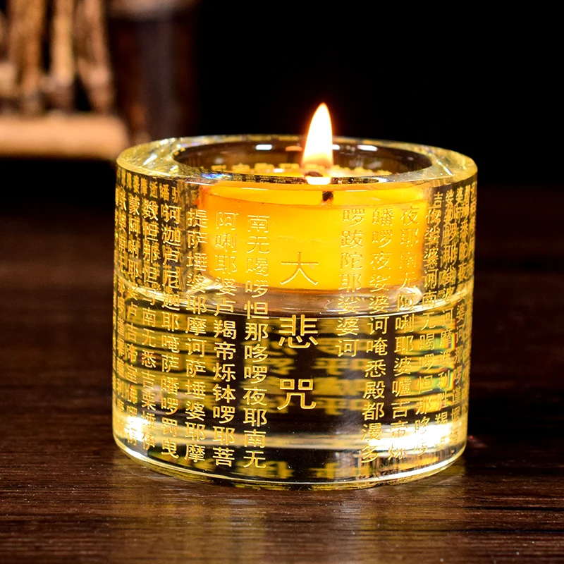 Кристален свещник за свещи, вътрешен свещник с lotus, лампа Чанмин, луковици на цветя, декорация на съдове за готвене на Буда, интериор в стил фън шуй