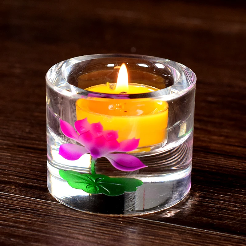 Кристален свещник за свещи, вътрешен свещник с lotus, лампа Чанмин, луковици на цветя, декорация на съдове за готвене на Буда, интериор в стил фън шуй