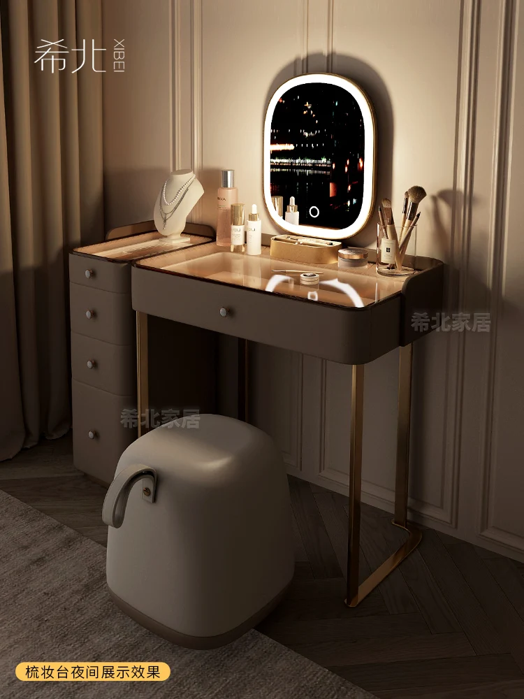 Луксозен скрин висок клас, компактен дизайнерски шкаф за съхранение, вграден стъклен тоалетка за грим