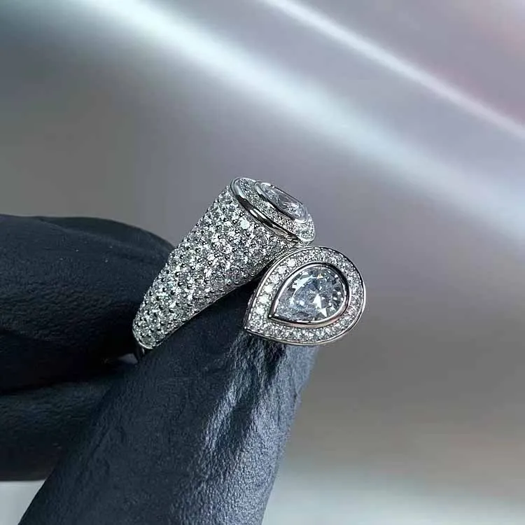 Луксозни Сребърни пръстени S925 за годеж, годежни пръстени за жени, искрящи циркон AAA, Елегантна Жена пръстен, Мода декорация