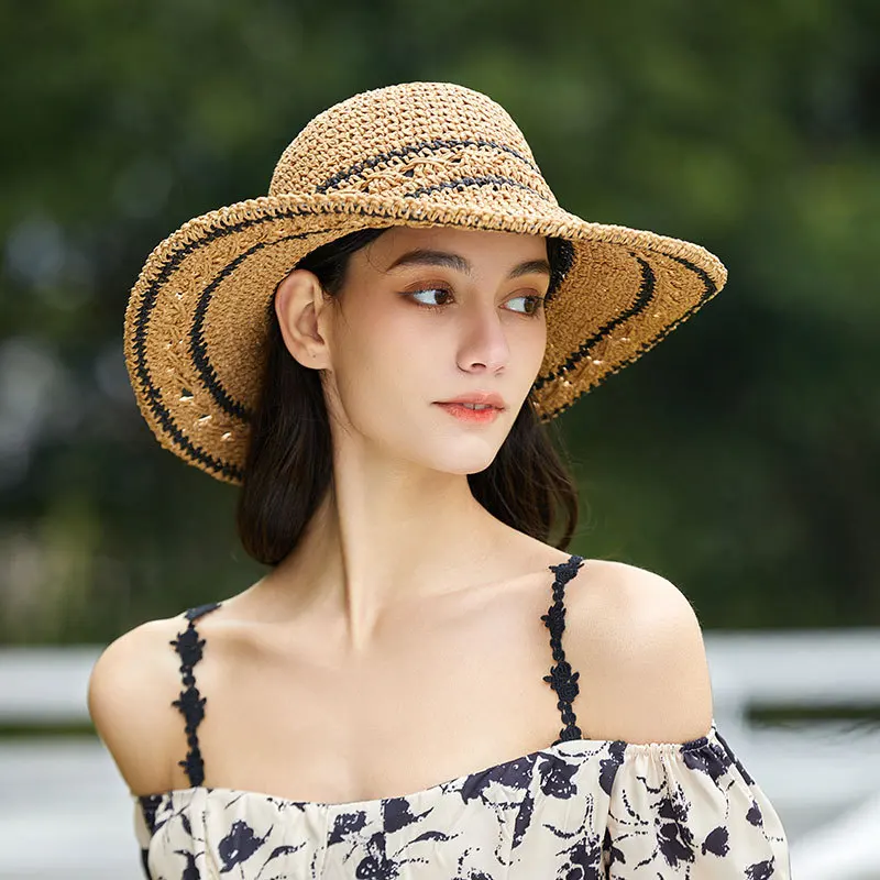 Лятна Нова сламена шапка 2023, Дамски корейската версия, Солнцезащитная шапка със защита от ултравиолетови лъчи, Открити Пролетно-летни дамски шапки