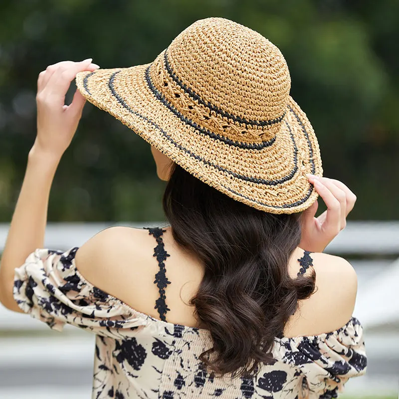 Лятна Нова сламена шапка 2023, Дамски корейската версия, Солнцезащитная шапка със защита от ултравиолетови лъчи, Открити Пролетно-летни дамски шапки
