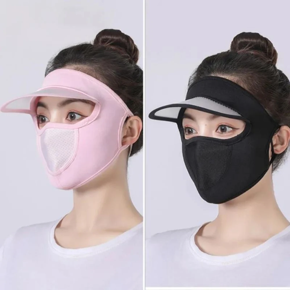 Маска на цялото лице от Ледената Коприна, Велосипедна маска за езда на открито, Защита от Слънцето, Жените Тънка Дишаща Солнцезащитная маска за цялото лице