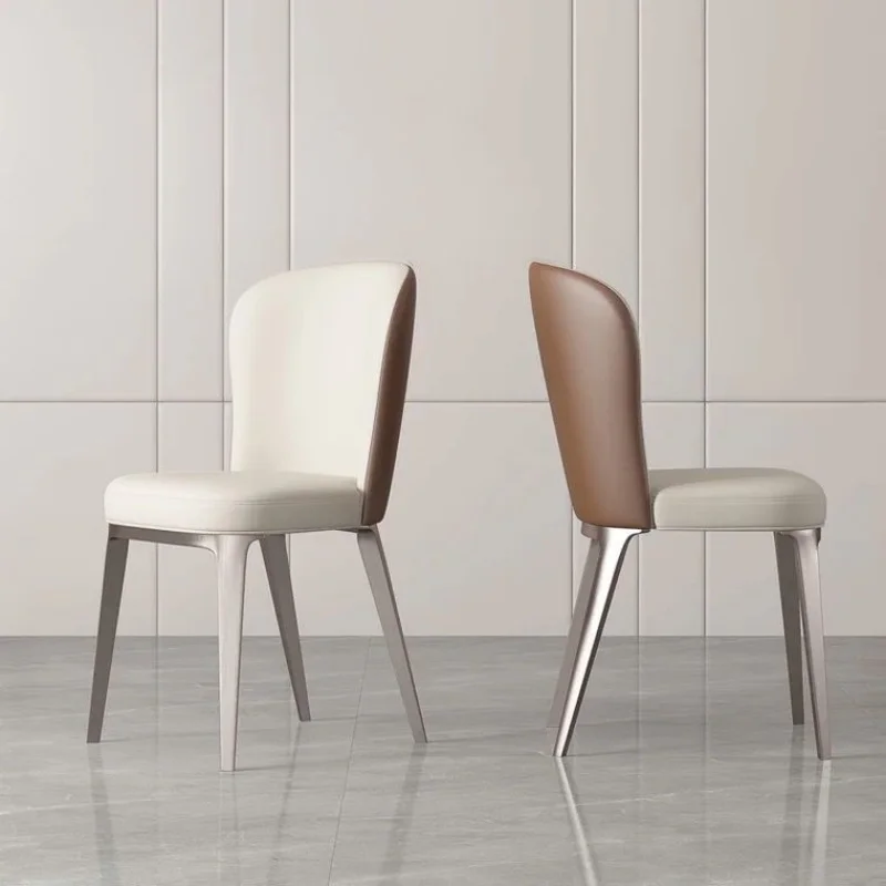 Модерен минималистичен кожен стол за хранене в италиански стил, Лека луксозна облегалка за кафе, Предмети от бита за почивка Muebles Hogar