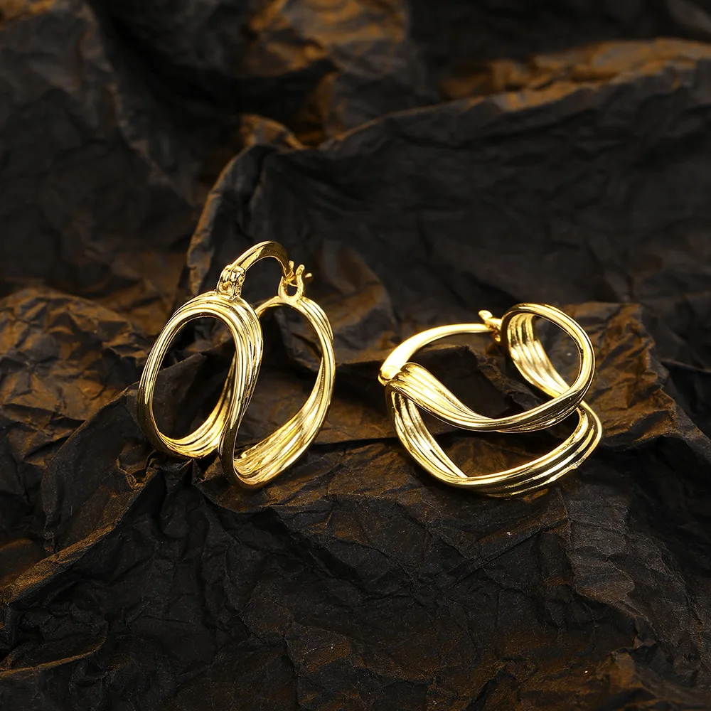 Модни кръгли обеци-халки за жени и мъже, прости геометрични обеци-халки златен цвят, бижута