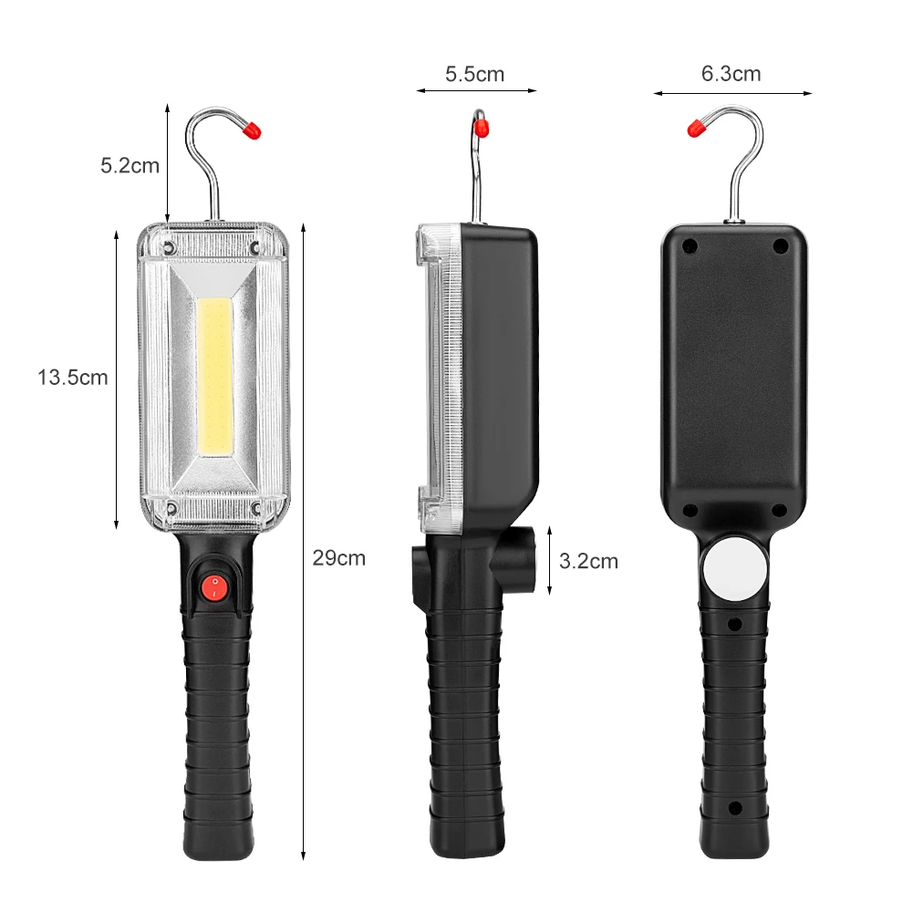 Мощен COB led фенерче Work Light USB Акумулаторна батерия с работно фенерче със силна магнитна кука за ремонт на автомобили за Къмпинг