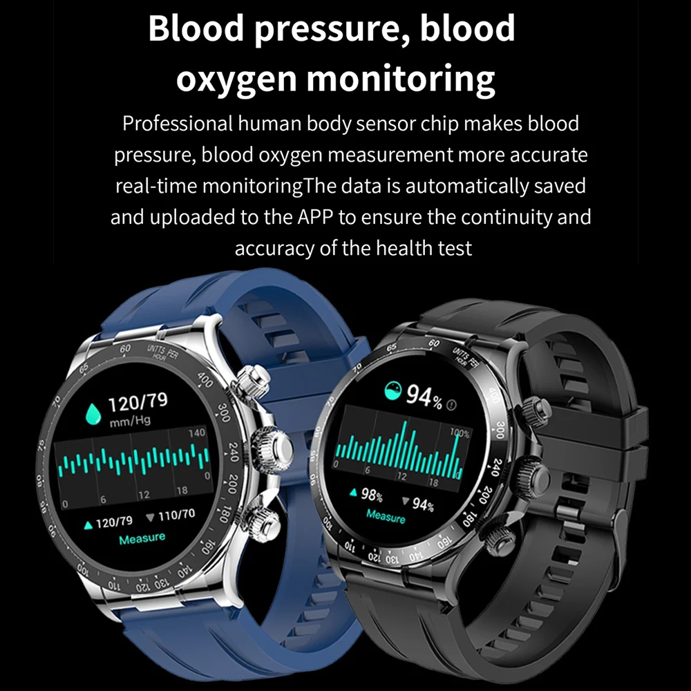 Мъжки Умен часовник Healthy Monitor AI Voice Син Зъб Покана Фитнес Бизнес Умен Часовник е Водоустойчив Спорт за сън, За IOS и Android