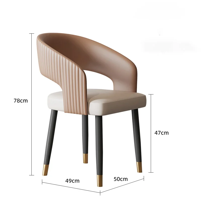 Одинарное кожен стол в Скандинавски стил за всекидневната, Луксозно офис стол за трапезария, дизайн подлакътници, Грим, модерни шезлонги, домашен декор