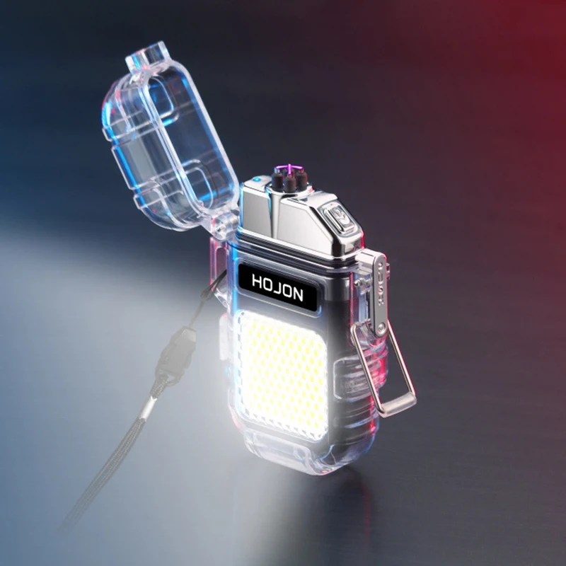 Персонализирани фенерче, Прозрачна, водоустойчива запалка, Плазма двухдуговая ветрозащитная запалка, USB-запалка за презареждане, аксесоари за къмпинг, на открито