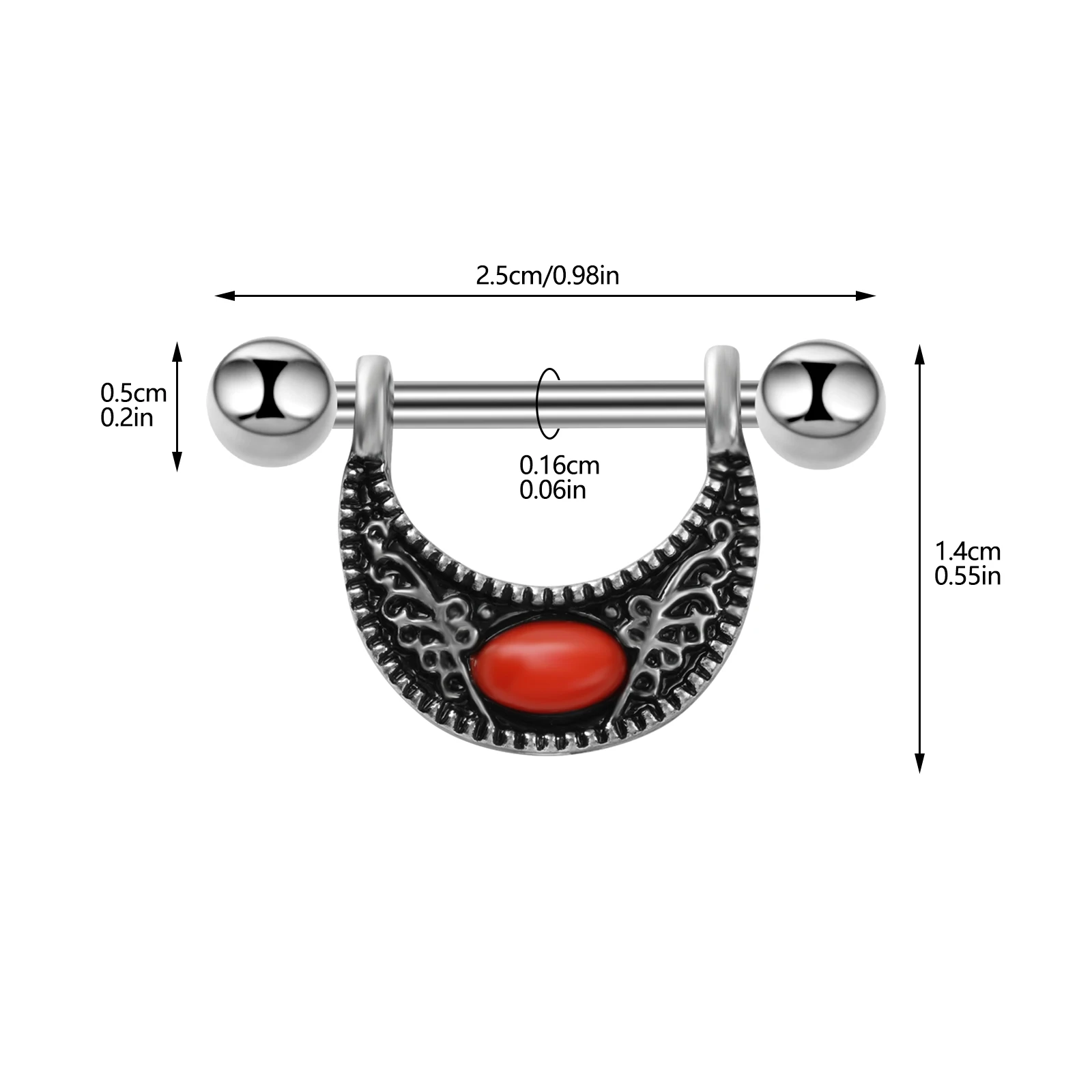 Популярно европейското и американското пръстен на гърдите с рубиновым винтажным фигура, женски декорации за нокти, бижута за пиърсинг на човешкото тяло