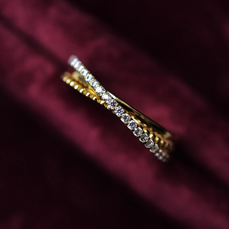 Пролетта Qiaoer, Просто Сребро 925 Проба, Высокоуглеродистые диаманти, Годежен Пръстен с позлатени с 18 Карата, Винтажное Трислойно пръстен, Фини бижута
