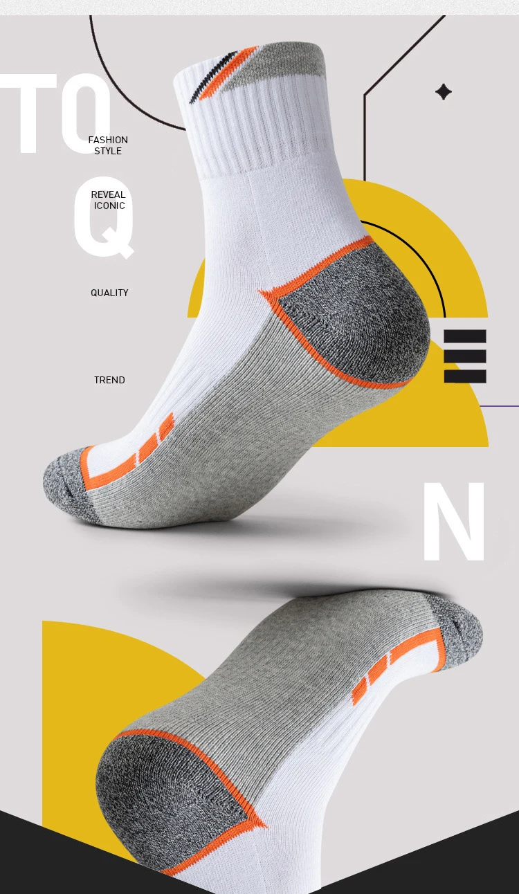 Професионални тенис Памучни чорапи с хавлиена кърпа, Спортни чорапи, подходящи по цвят, Луксозни мъжки чорапи за бизнес, Баскетбол, Сгъстено