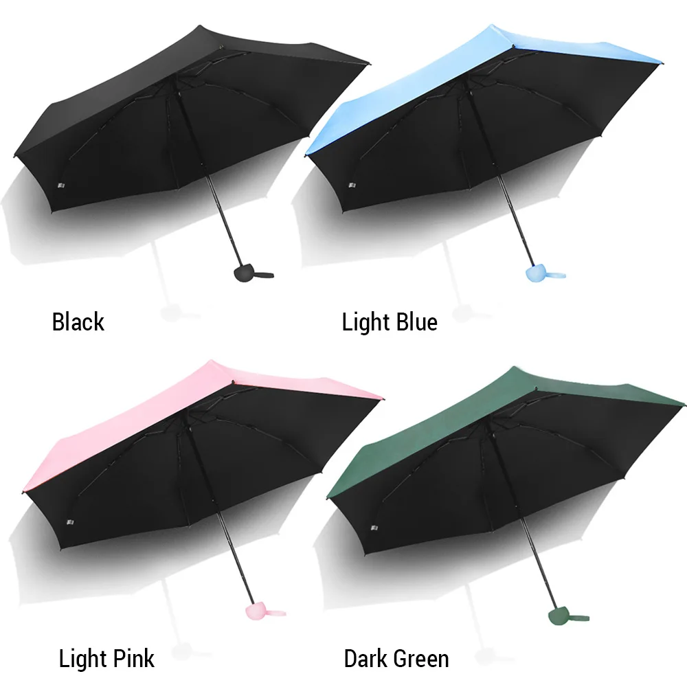 Пътен чадър от Слънцето Компактен Петкратен 6-костен UPF 50 + Слънцезащитен чадър От силен вятър, подходящ за слънчевия и дъждовния ден