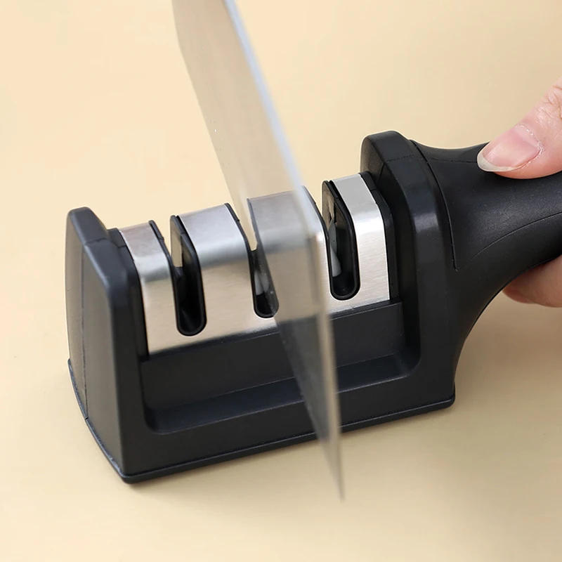 Ръчно мултифункционална острилка за ножове, 3 етапа бързо заточване, инструмент, с противоплъзгаща основа, аксесоари за кухненски ножове, приспособление