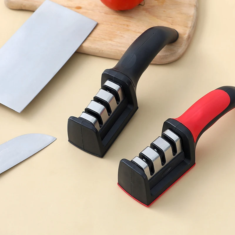 Ръчно мултифункционална острилка за ножове, 3 етапа бързо заточване, инструмент, с противоплъзгаща основа, аксесоари за кухненски ножове, приспособление
