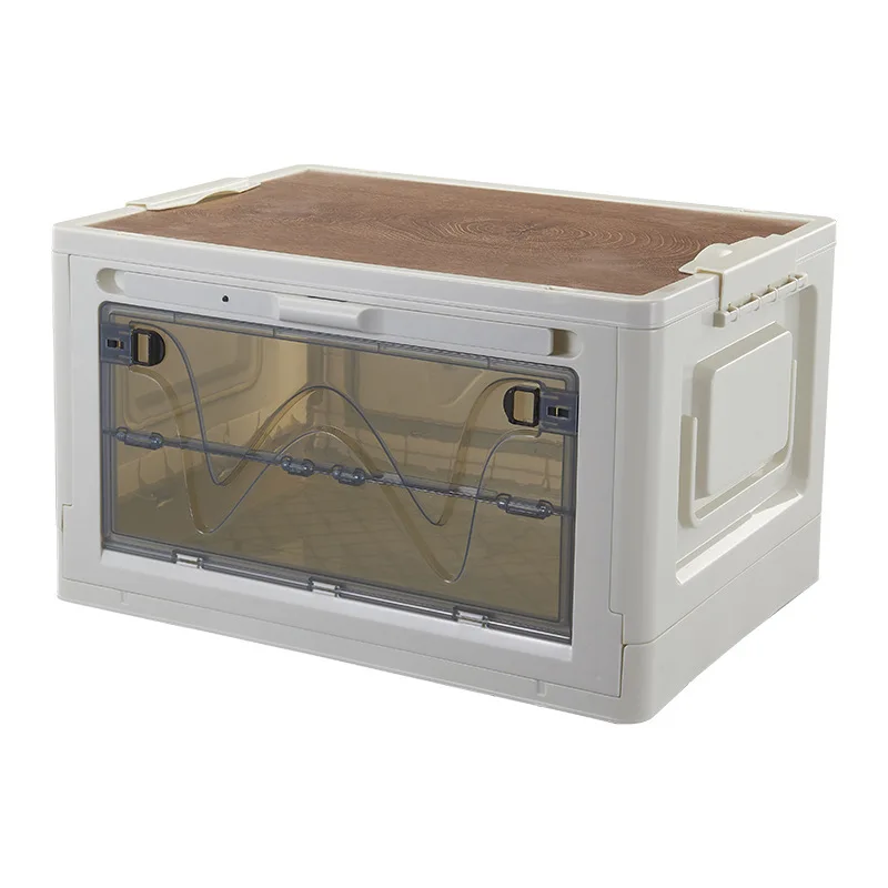 Сгъваема кутия за къмпинг, Мултифункционален Сортиране кутия за Багаж, Външна Дървена корица, Дебели Светлина Отпред, Открит Прозрачна кутия за съхранение