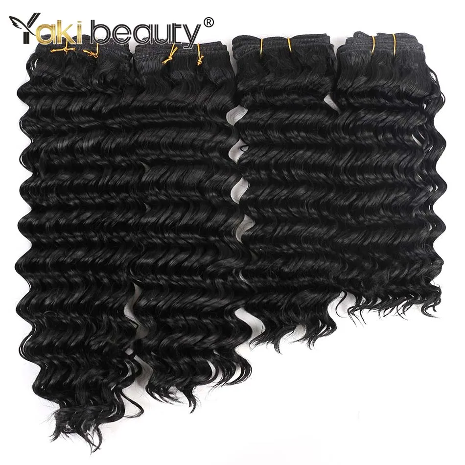 Синтетични Снопчета коса с дълбока вълна, Тъкане на Греди, 1Б, Натурален черен, 1 бр./опаковане., 12-18 см, синтетичен косата от YAKI BEAUTY