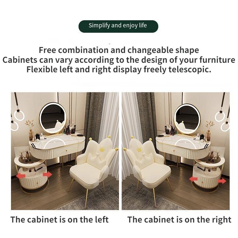 Скринове Луксозен Тоалетка за спалня Модерен Разтегателен масичка с Огледало Творчески шкаф за съхранение на Тоалетна мебели