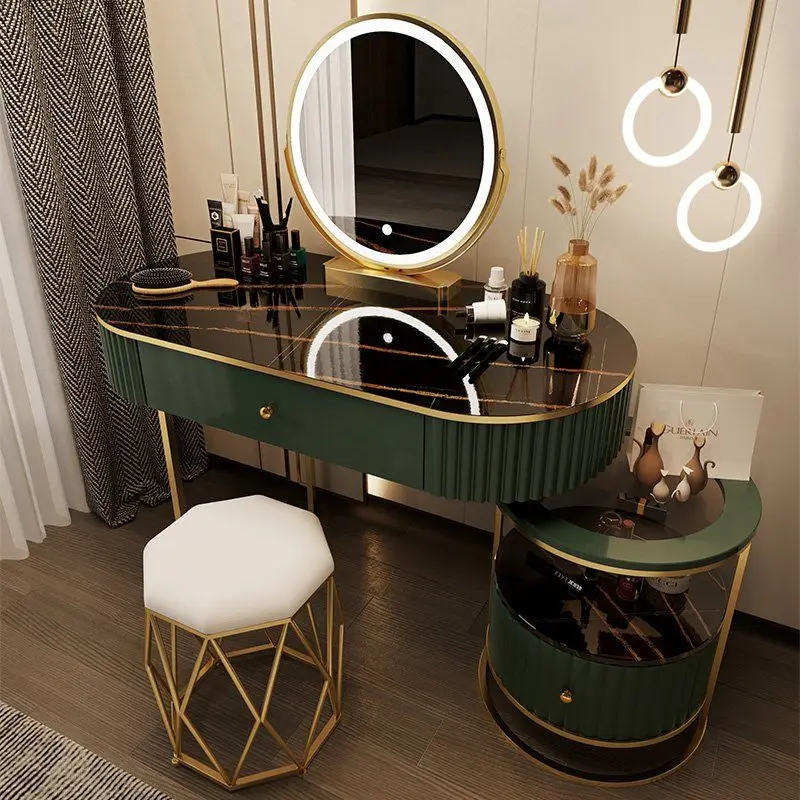 Скринове Луксозен Тоалетка за спалня Модерен Разтегателен масичка с Огледало Творчески шкаф за съхранение на Тоалетна мебели