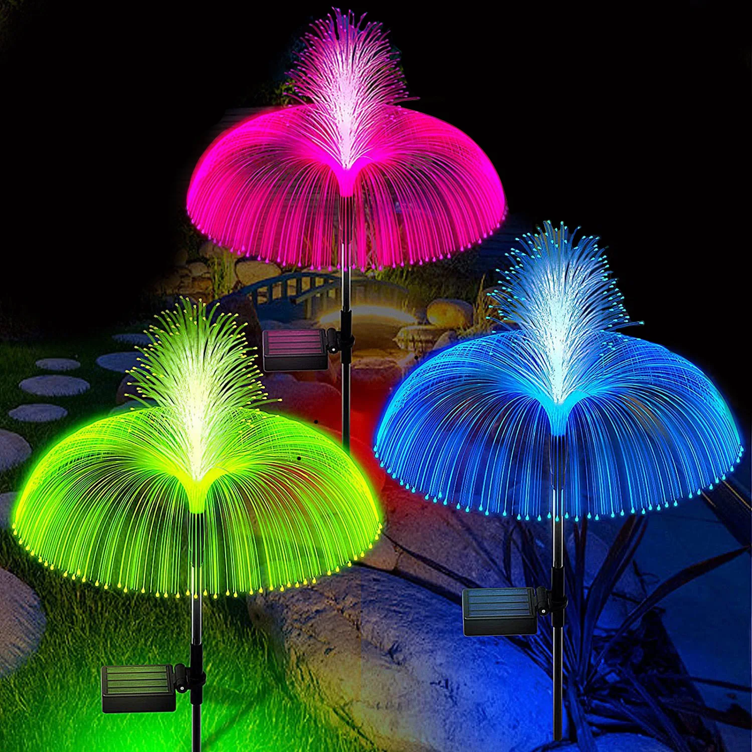 Слънчевата Медуза, оптичен лампа за градина, Декорация на атмосферата на градината, Външни водоустойчива led светлини, градински фенери