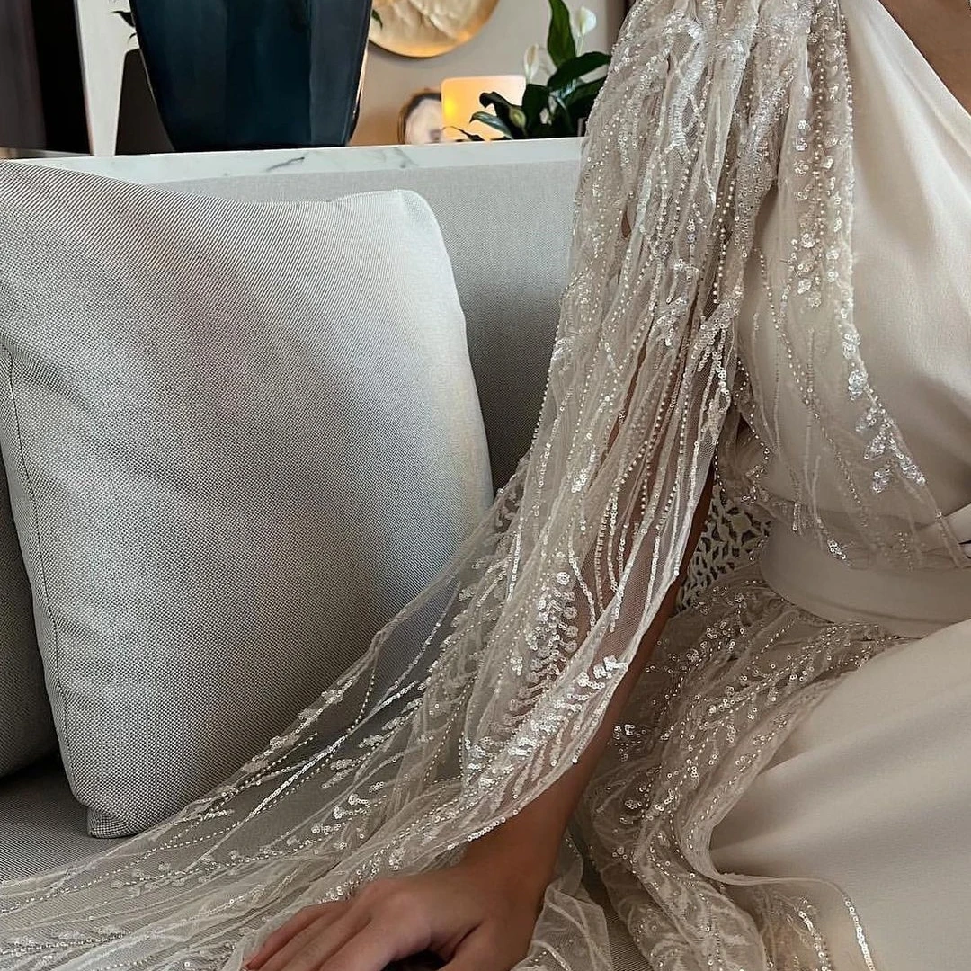Страхотна рокля за абитуриентски бал с V-образно деколте, Тюлевое Бяло Благодат, дължина на щиколотку, Колан с аппликацией от бръчки, Сватба парти За жени 2023