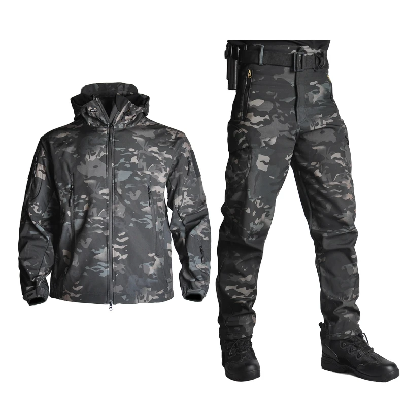 Тактически якета, Мъжки яке с мека черупка, Армейски Ветрозащитный Камуфляжный Ловен костюм От Кожа на Акула, Военна Туризъм яке + Панталон XS-5XL
