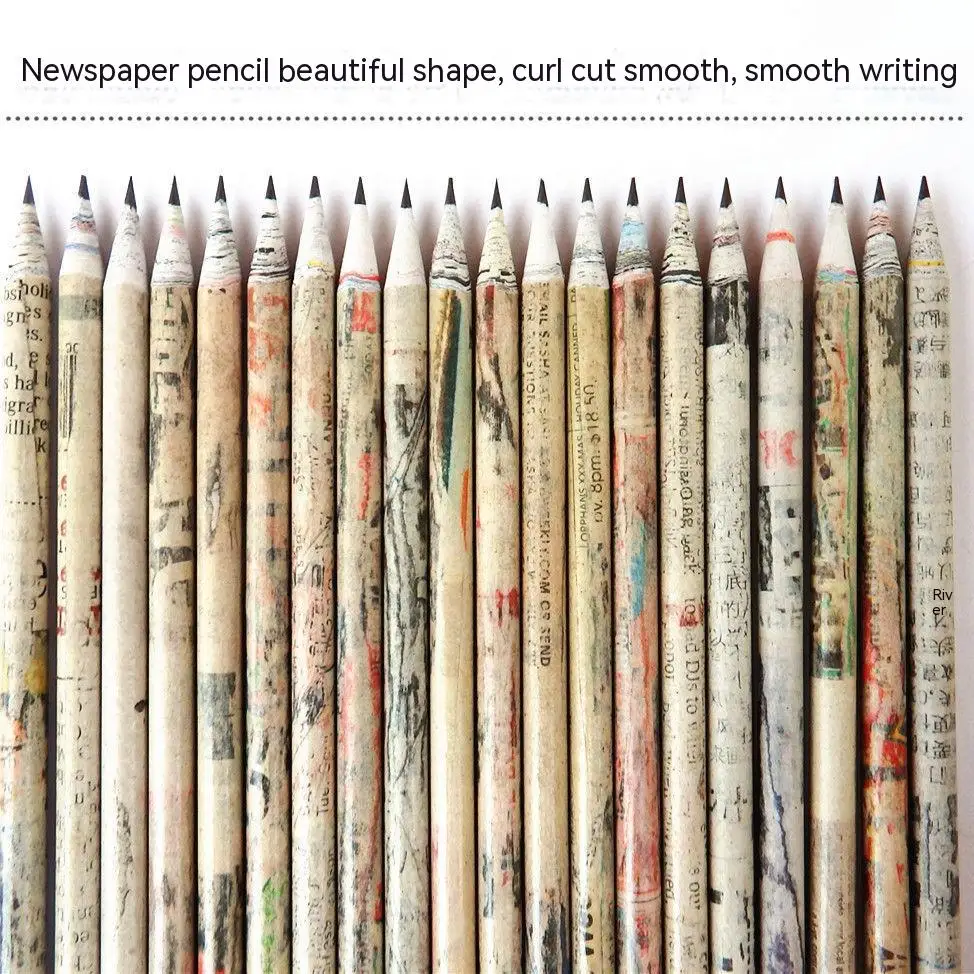 Творческата преработка на стари вестници моливи Екологично чиста хартия Възрастни студенти Пишат тест по рисуване със Специален молив