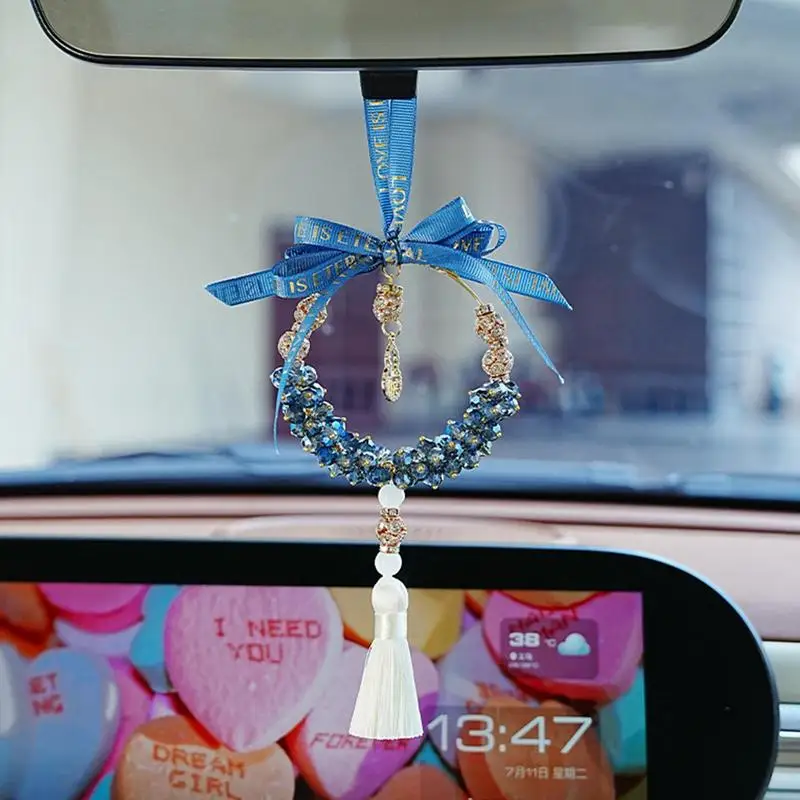 Украса на колата Кристалното Огледало за обратно виждане, украса на автомобил с дизайн от Тиква, Декорации арматурното табло на автомобила с въже и папийонка за жени