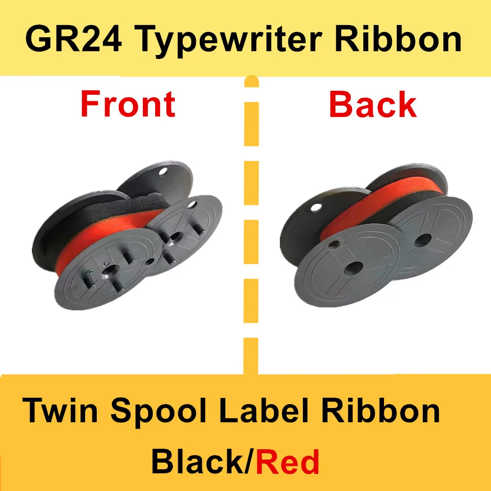 Универсална лента за пишеща машина 12PK с двойна намотка GR24BR GR24 работа на смени, съвместима с повечето пишещи машини (черно-червена) 12,7 мм * 5,5 м