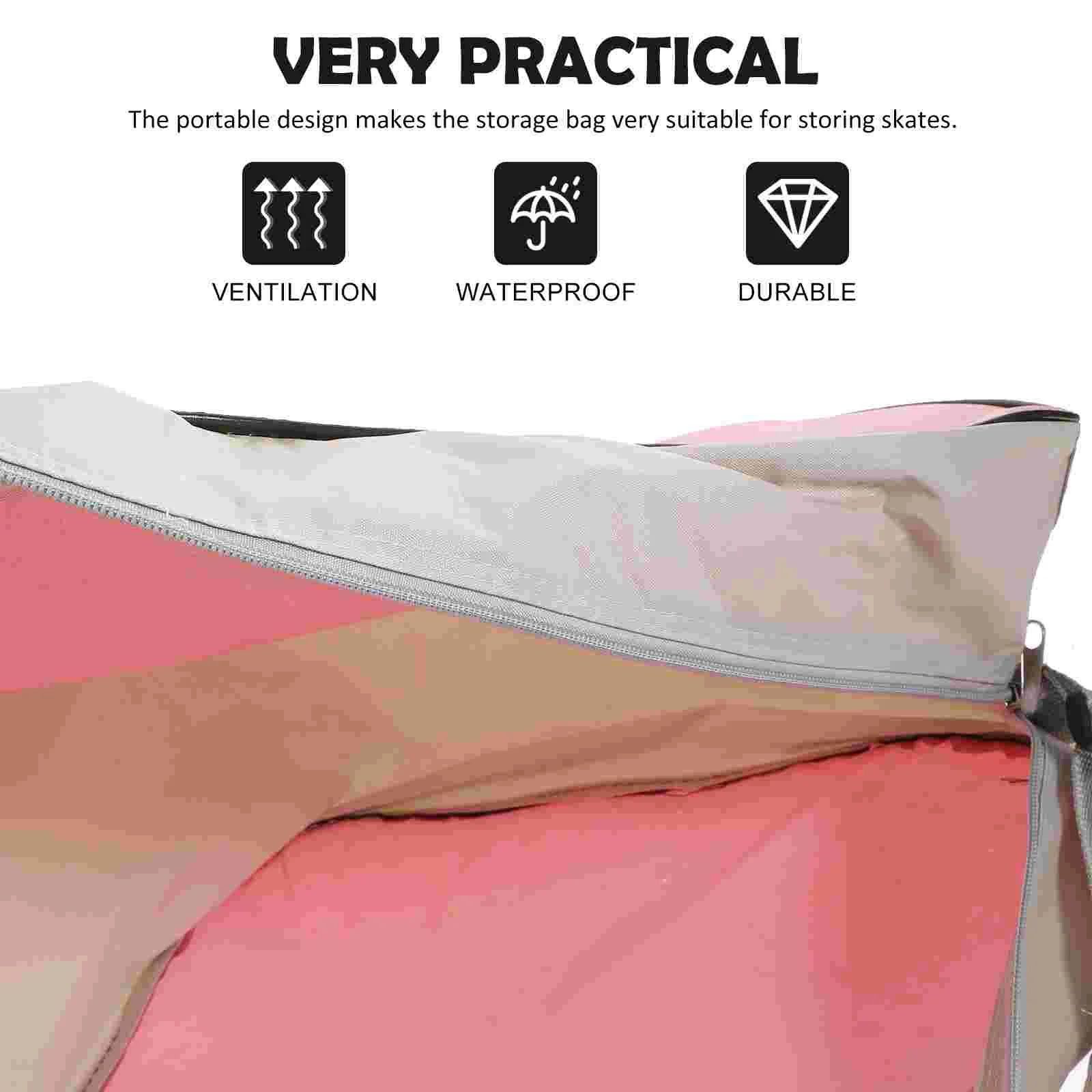Чанта-тоут от вкара тъкан, триъгълен чанта за каране на кънки на лед, чанта през рамо, опаковане голям капацитет (розов)