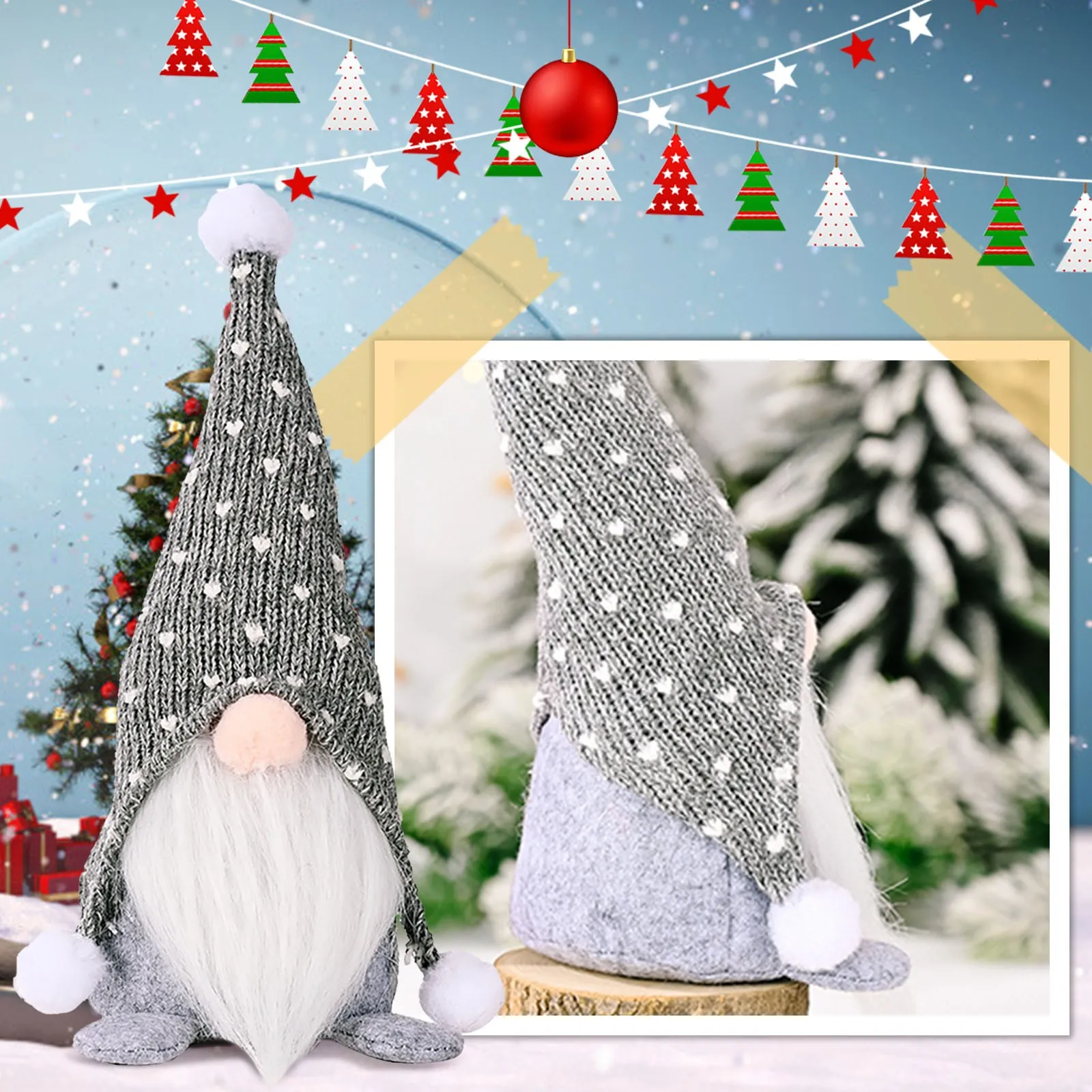 Шведски празнични украси, Ръчно изработени, Кукла с малки коледни топки, Коледни украси за елха, Бижута на едро