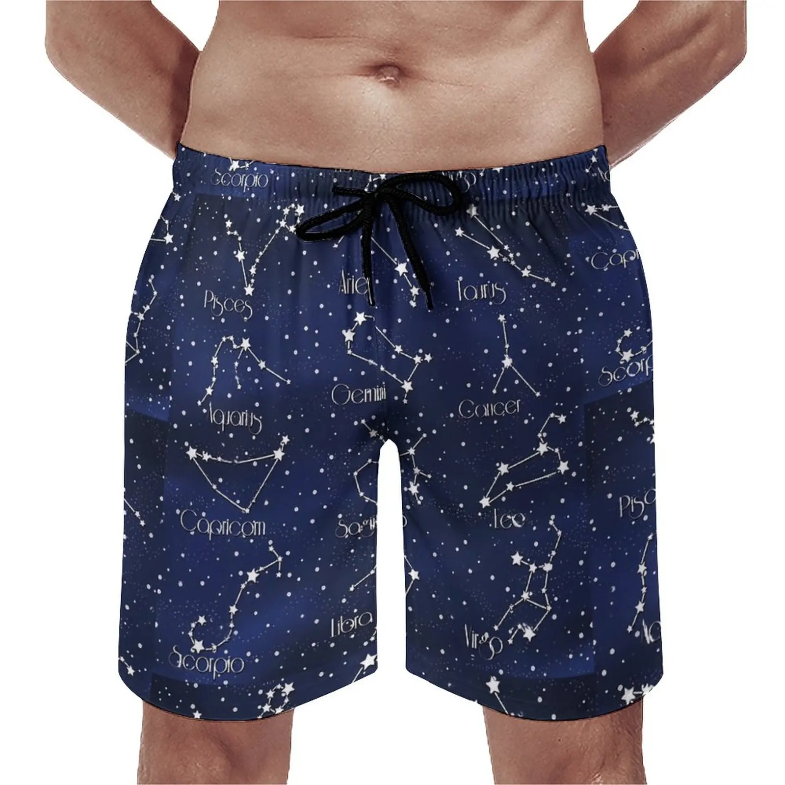 Шорти за плуване по Зодиакальной астрология, модерен мъжки шорти за плуване с принтом звезди, Топене на големи размери, Удобни