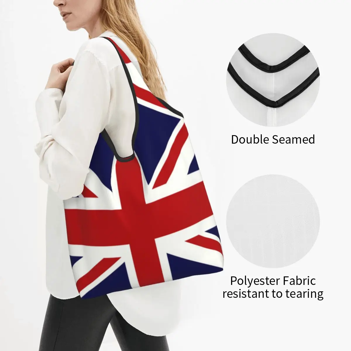 Юниън Джак Флаг на Великобритания, Чанта за пазаруване на хранителни стоки, Дамски Кавайная пазарска чанта на рамо, чантата е с Голям Капацитет